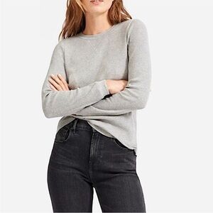 EVERLANE Waffle Knit Grey Organic Cotton Thermal Longsleeve Top
